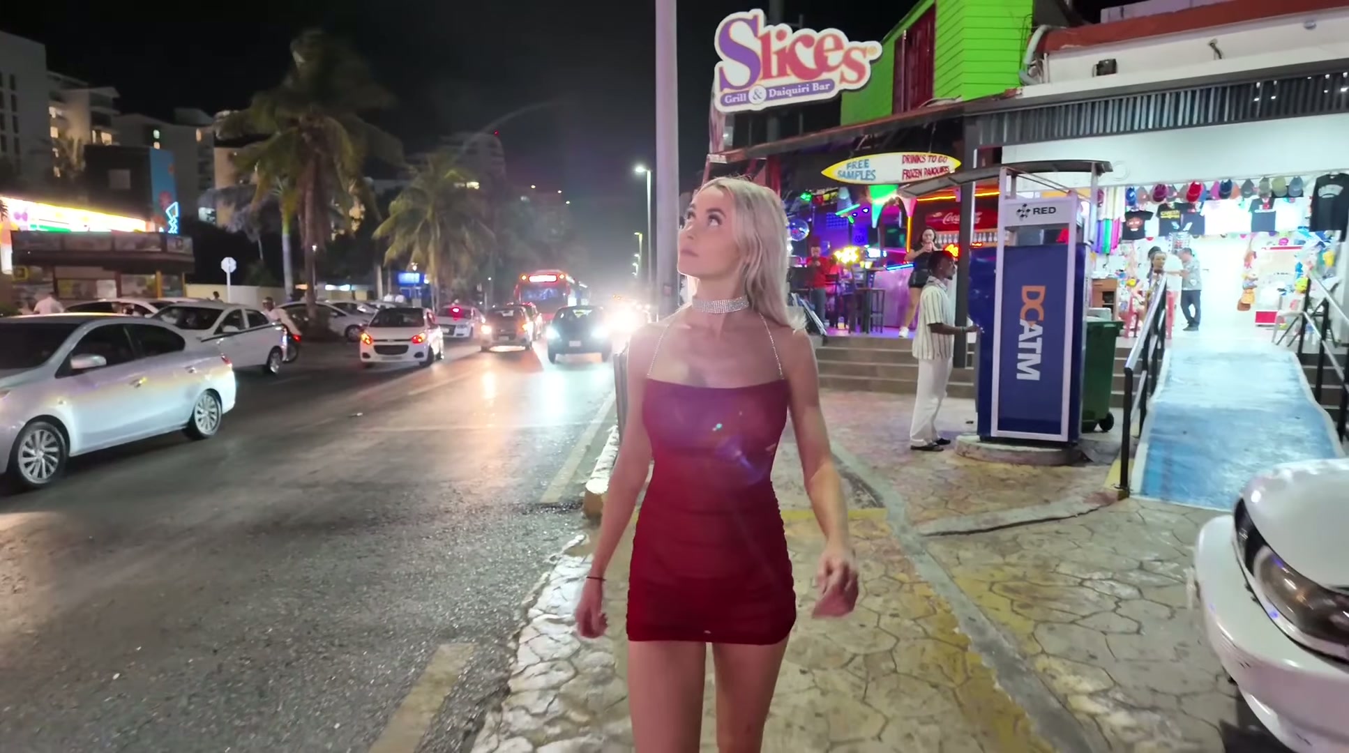Having fun around town in my slutty dress