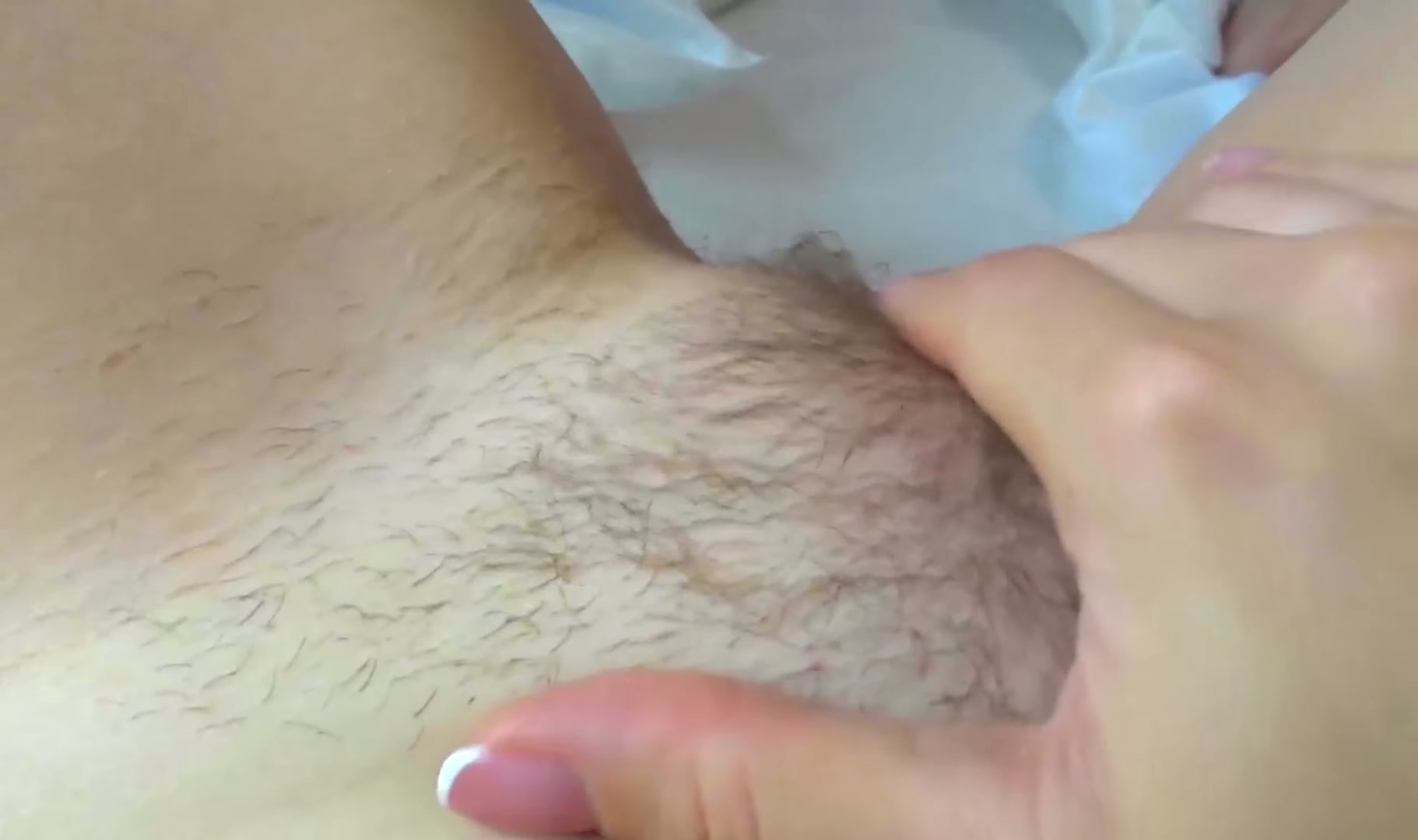 ...rubbing hairy pussy until orgasm
