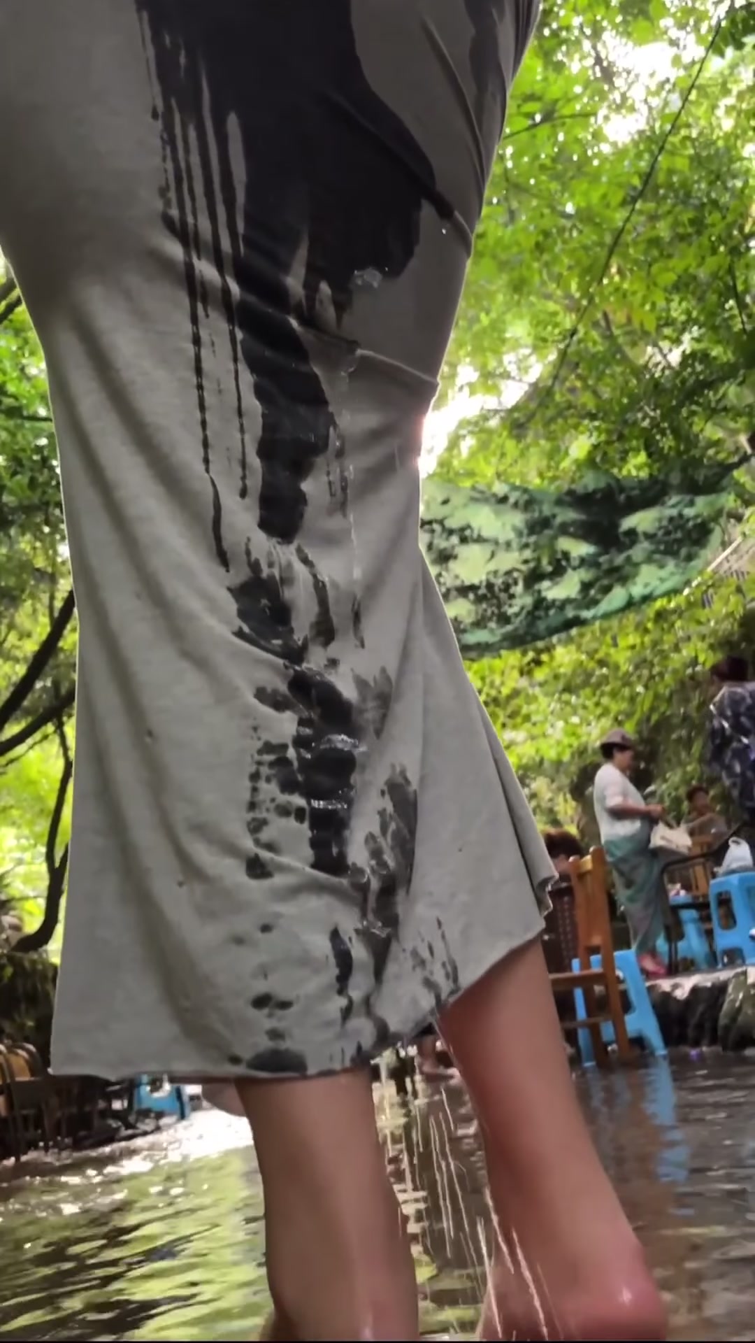 Chinese woman squirts in public next to many people