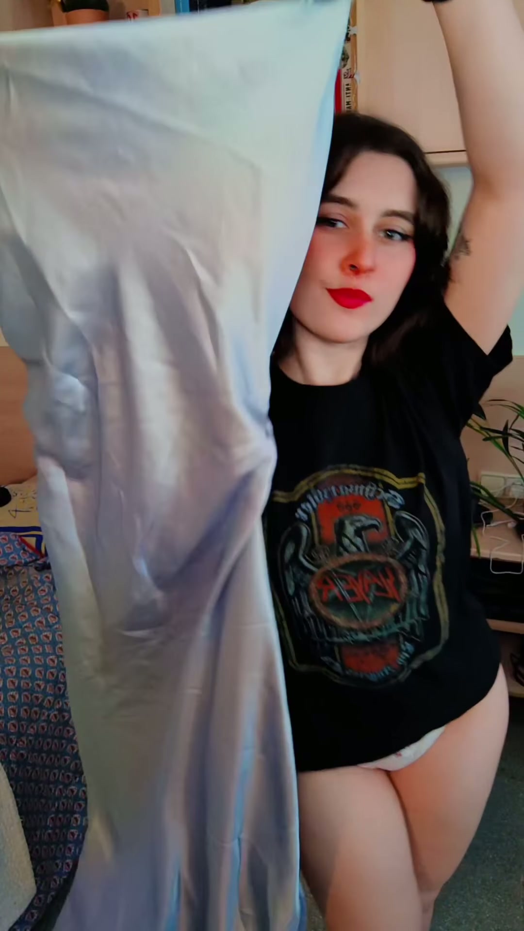 a sweet brunette getting ready for you