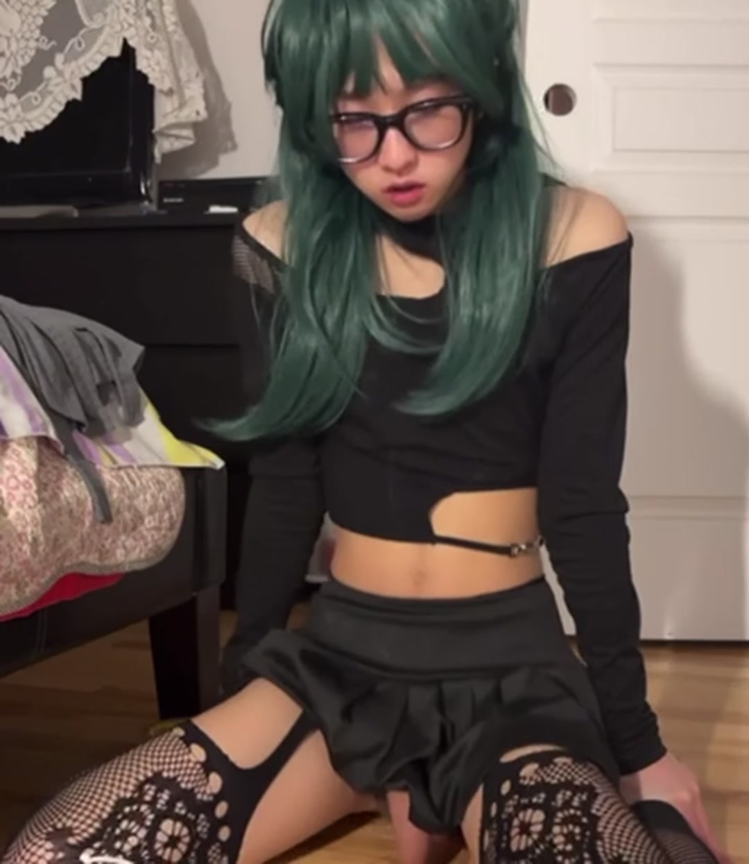Riding a dildo right after sucking someone off