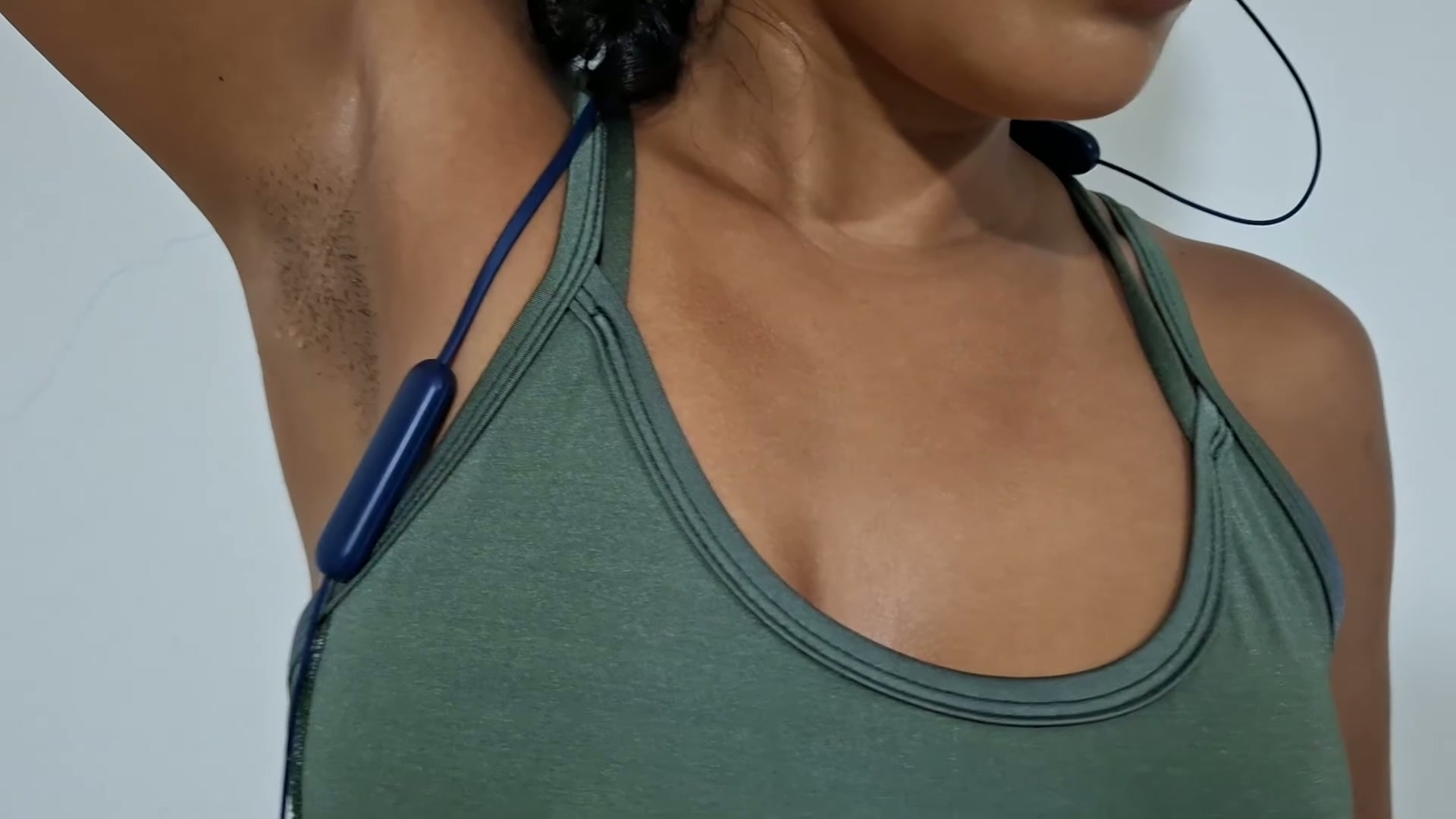 Tanned and sweaty