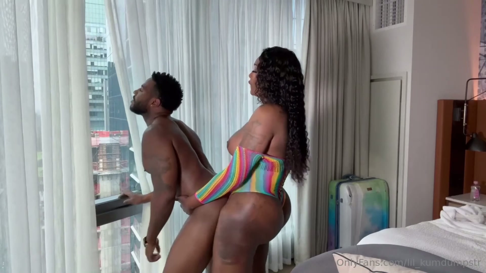 Do you think the neighbors can see you if she's fuck you here?