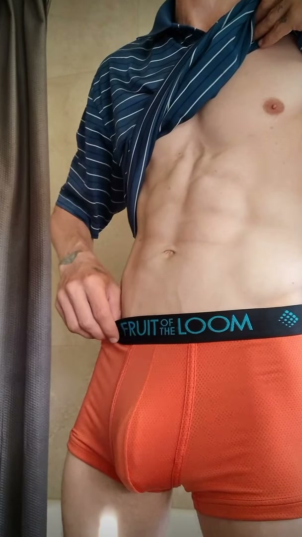 Do you like the way it bounces in these underwear? It's heavy! 😏🍆🧡