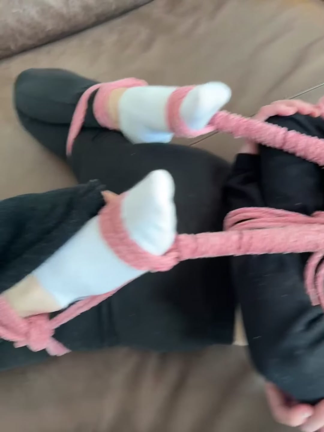 All tied up waiting for me to take care of her