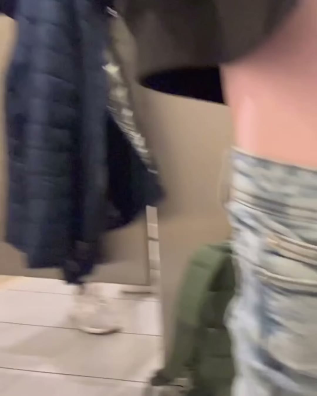 Sucking a hot young guy I caught cruising in NYC bathroom. Another dude was trying to see the action.