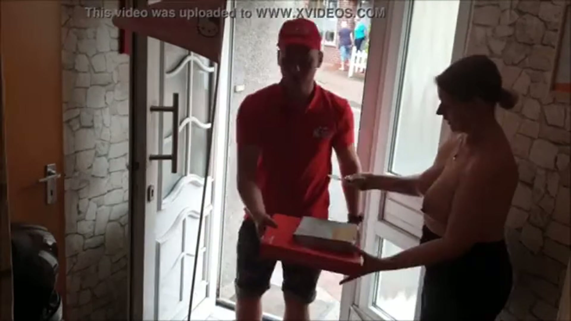 A topless wife's pizza dare
