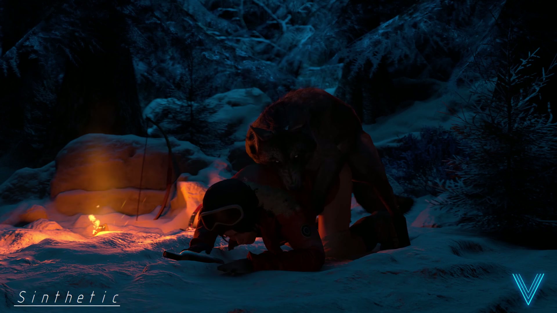 After being through this so many times, Lara found the perfect way to stay warm in the wilderness [Sinthetic]