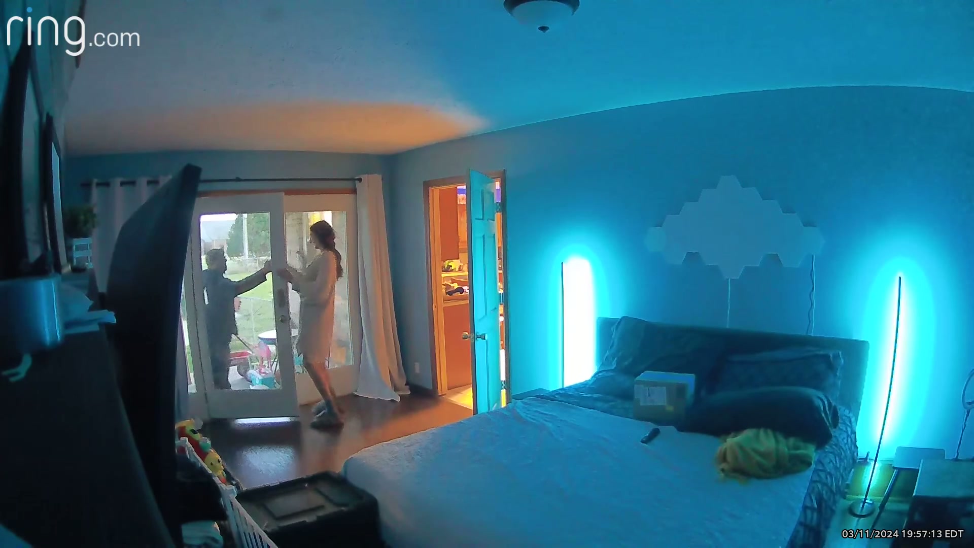 Flashing the delivery guy - also letting him feels my tits and pussy