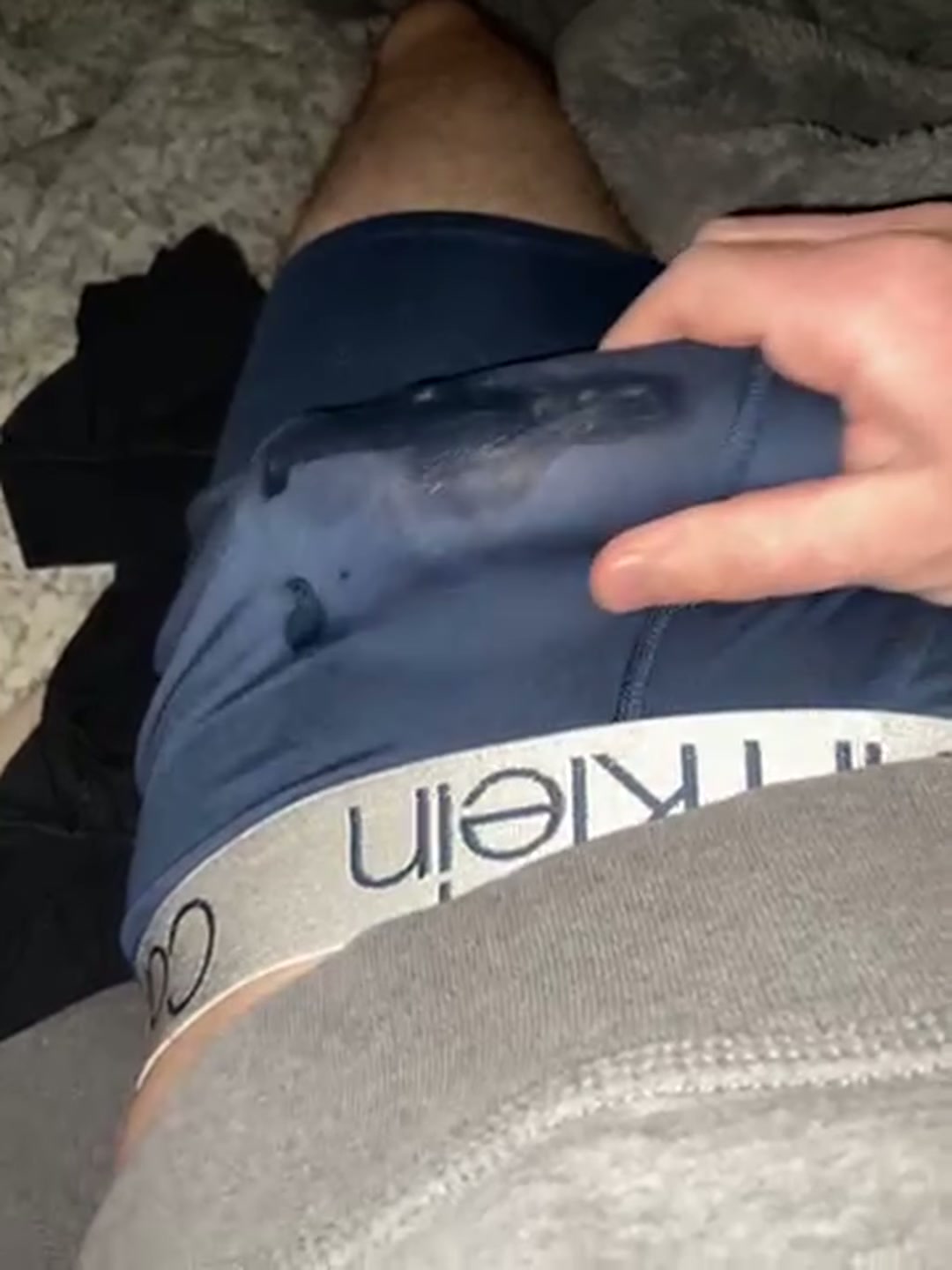 Rubbing it over the underwear showing off my precum