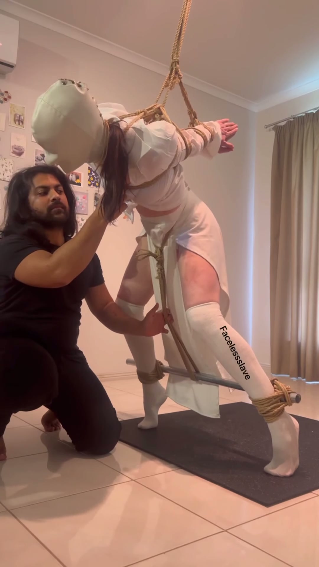 My partner all dressed in white for a spicy little predicament